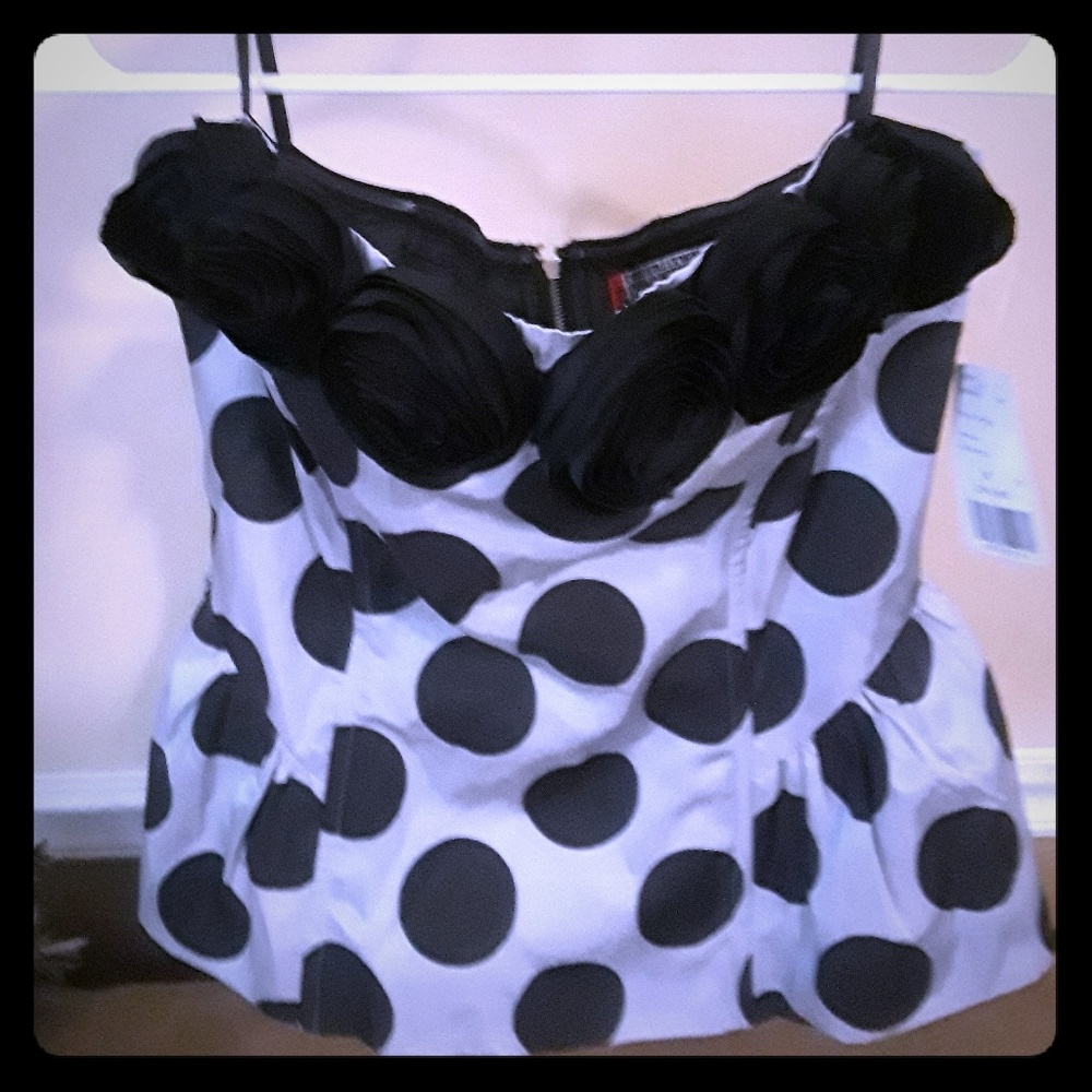 Black pokadot strapless